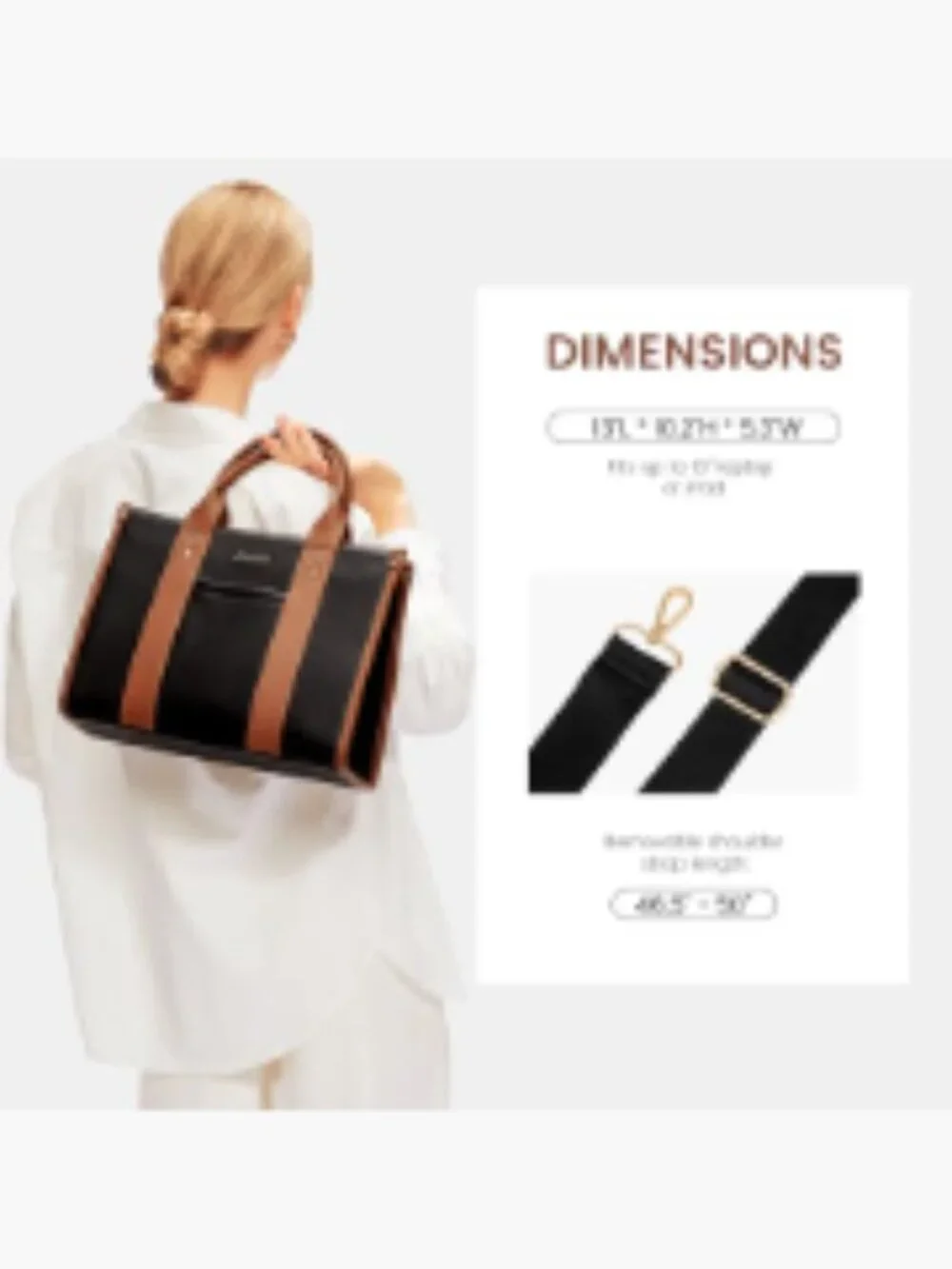 Faux Leather Satchel Tote Handbag with Zipper, Top Handle and Crossbody Strap,